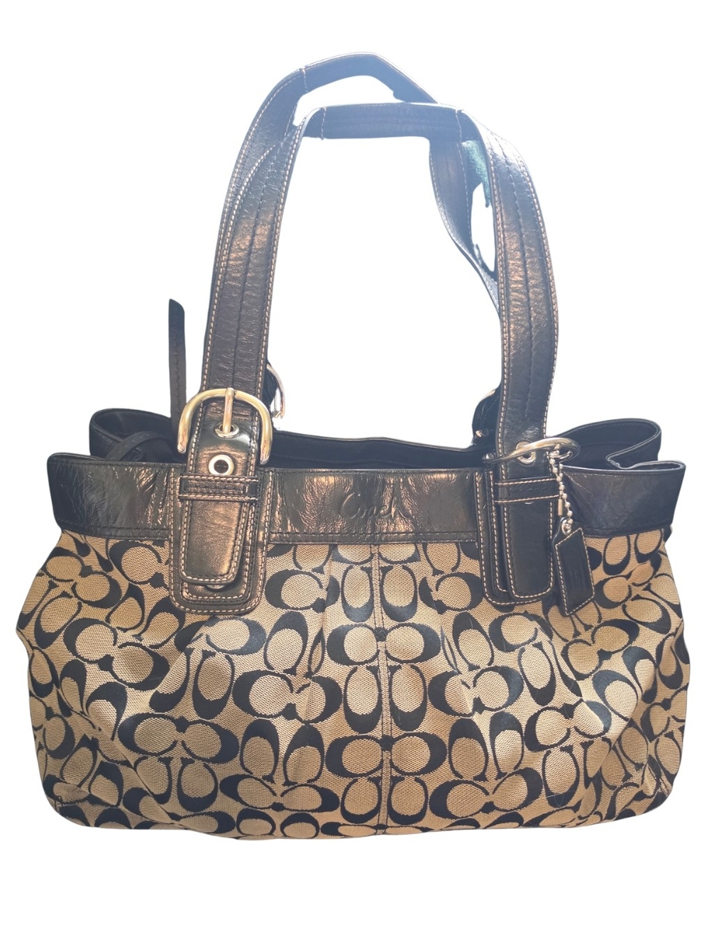 Coach Signature Canvas Tote in Khaki and Brown